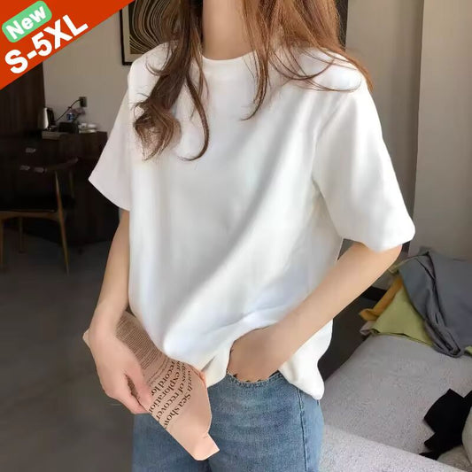 Fast Shipping T-Shirts Women Summer Short Sleeves Lady Tshirts Female Fast Dry Cotton Tee Shirts Girl Dressing Plus Size S-5XL